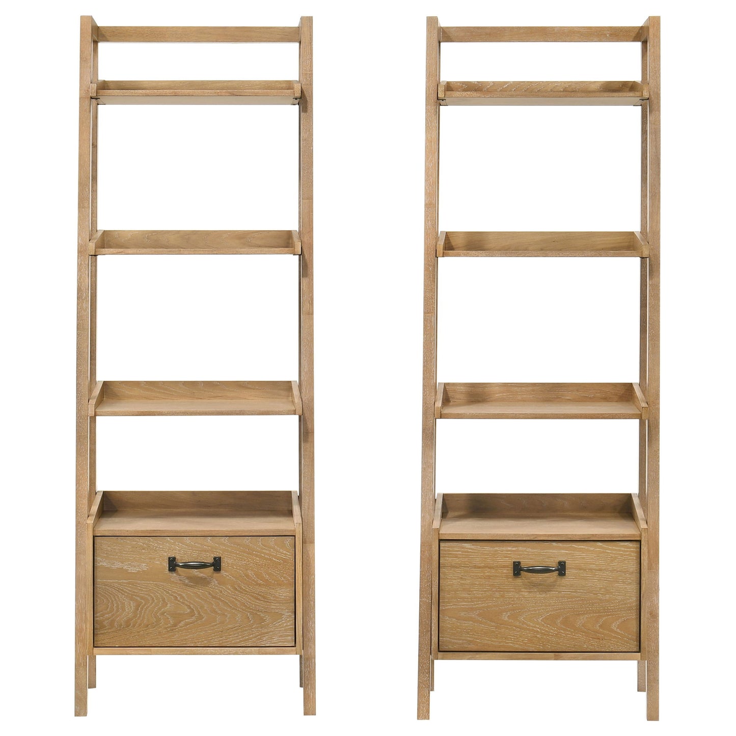 Fabian 2-piece 3-shelf Bookshelf with Drawer Distressed Light Brown