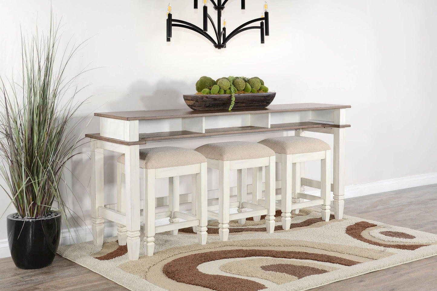 Console Table With Usb Power Plug - White / Light Brown