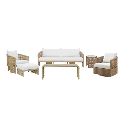Driftbay - Powder Coated Metal Outdoor Conversation Set With Cushions