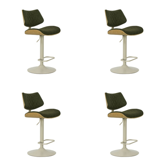 Leland - Adjustable Swivel Curved Back Wood Bar Stool With Faux Leather Seat