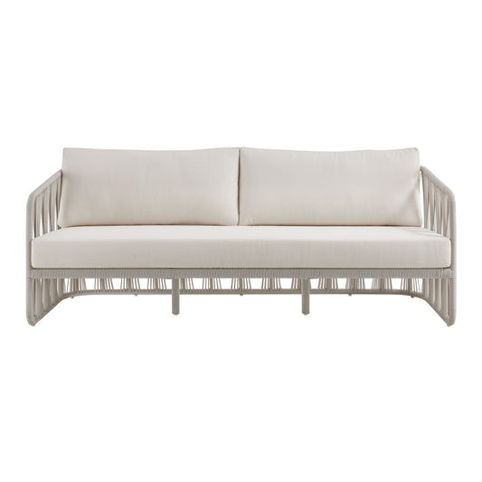 Breeze - Metal Outdoor Sofa With Cushions - Pearl / Cream