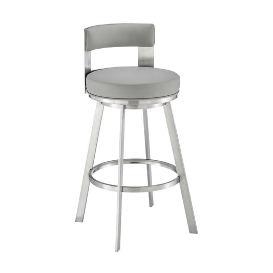 Lynof - Swivel Bar Stool - Brushed Stainless Steel Finish