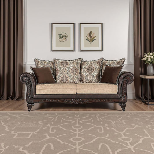 Elmbrook Upholstered Rolled Arm Sofa Brown