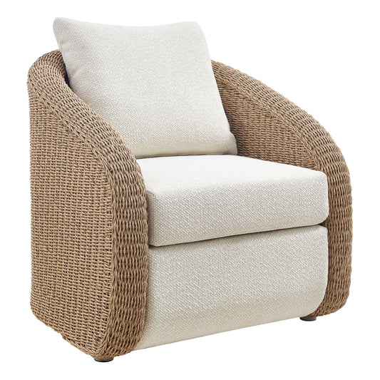 Pavilion - 2-Piece Powder Coated Metal Outdoor Conversation Set With Cushions - Boucle White / Natural