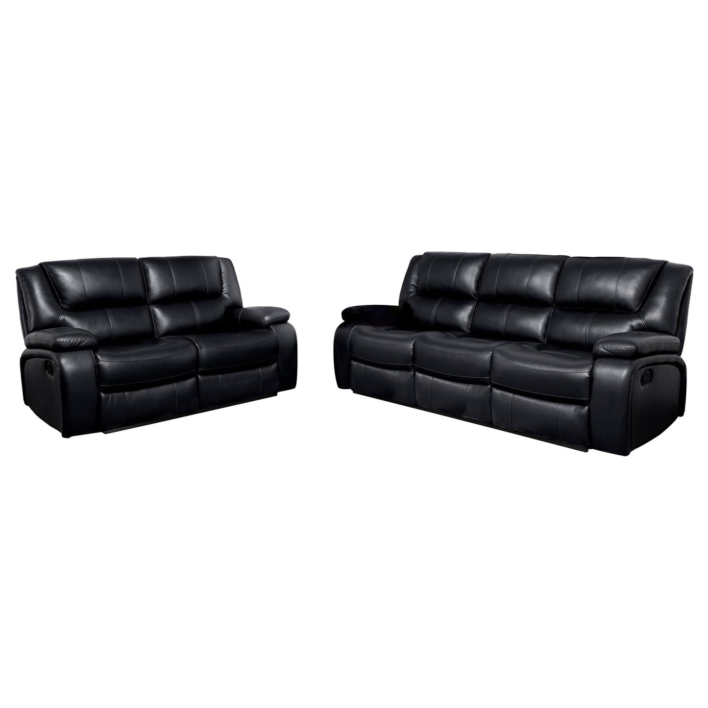 Camila 2-piece Upholstered Reclining Sofa Set Black