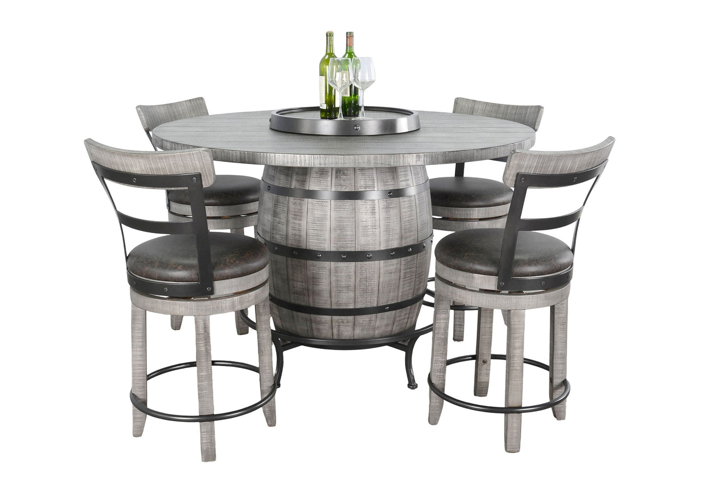 Alpine - Counter Swivel Barstool, Cushion Seat (Set of 2) - Gray