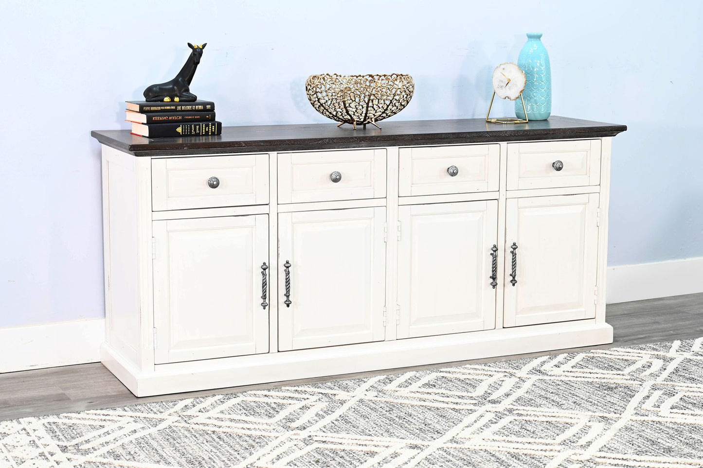 Carriage House - Credenza - Cottage White / Europen Dark