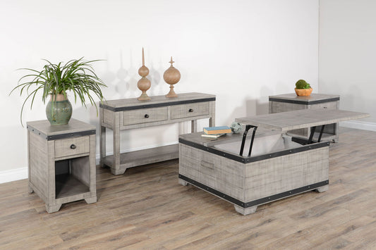 Alpine - Mahogany Wood Coffee Table With Lift Top And Casters - Gray