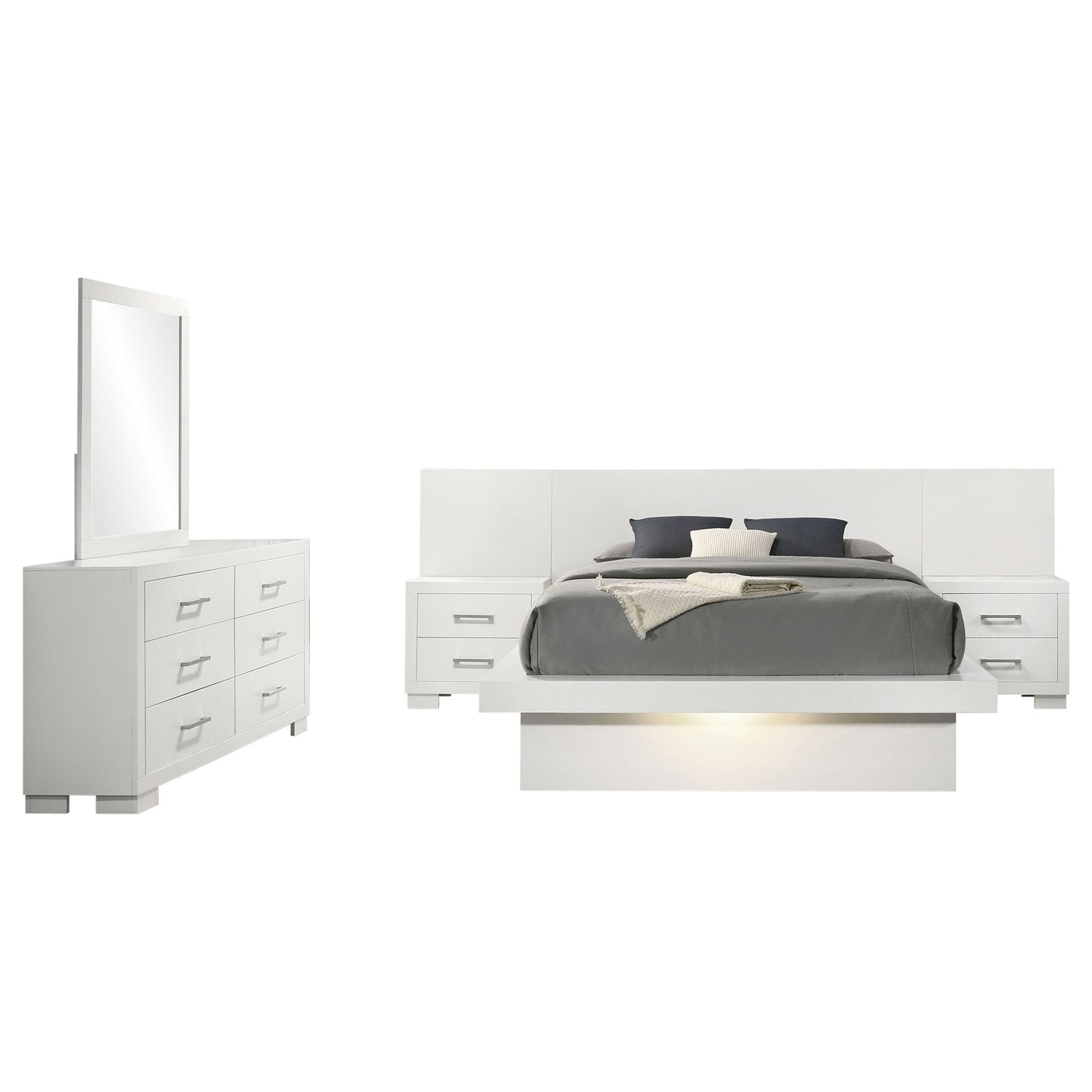 Jessica 5-piece Queen LED Bedroom Set Snow White