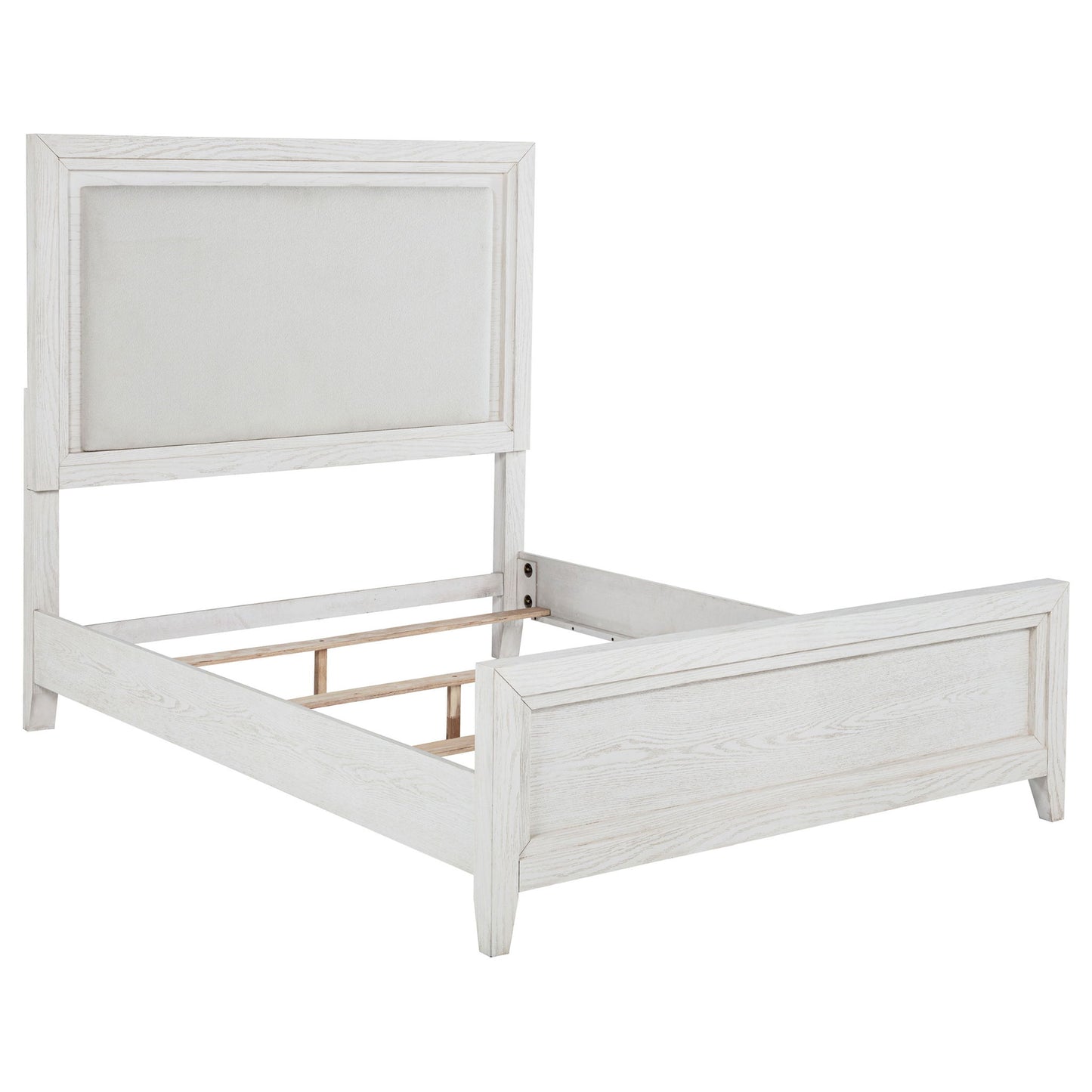 Marielle Queen Upholstered Panel Bed Distressed White