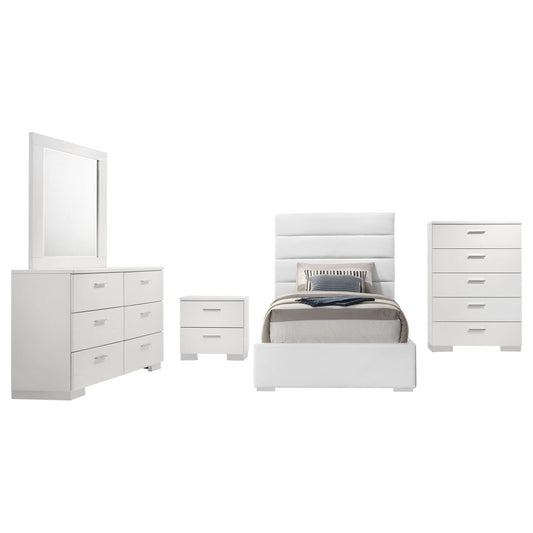 Felicity 5-piece Twin Bedroom Set White High Gloss