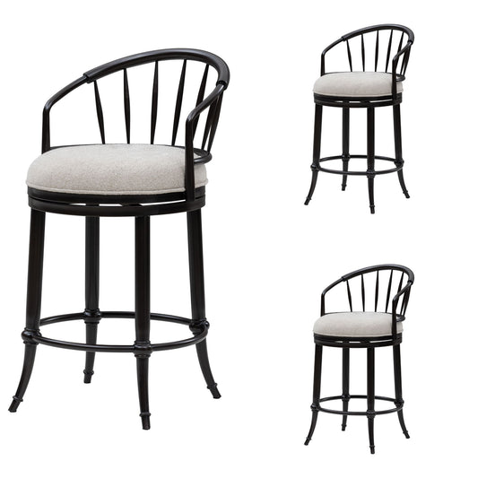 Luther - Commercial Grade Steel Frame Fabric Upholstered Swivel Counter Height Barstool