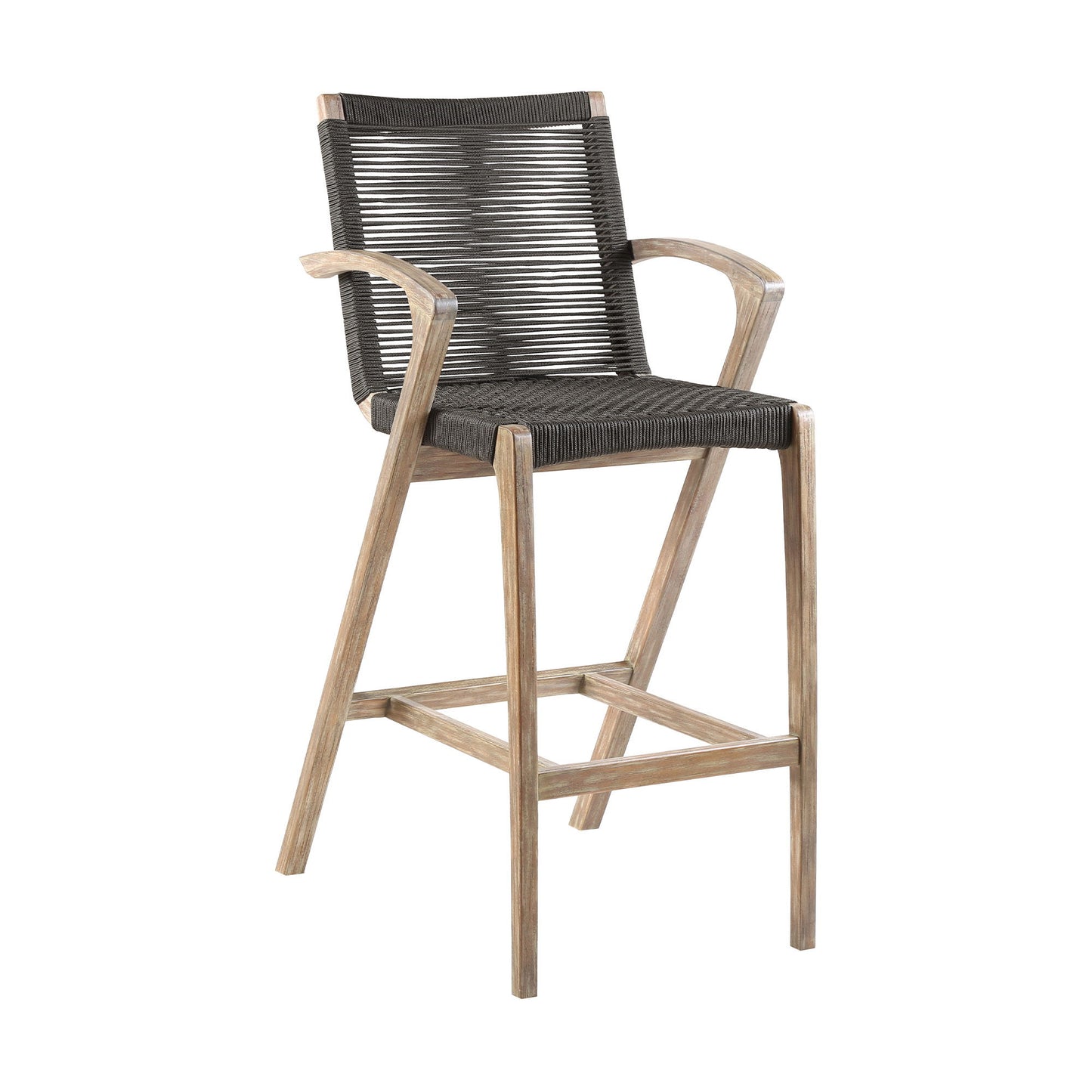 Brielle - Outdoor Light Eucalyptus Wood And Charcoal Rope Counter Height Stool Set