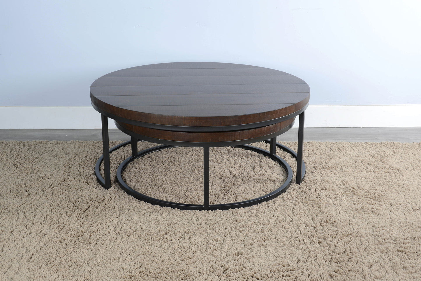 Homestead - Nesting Table Set With Metal Base - Dark Brown