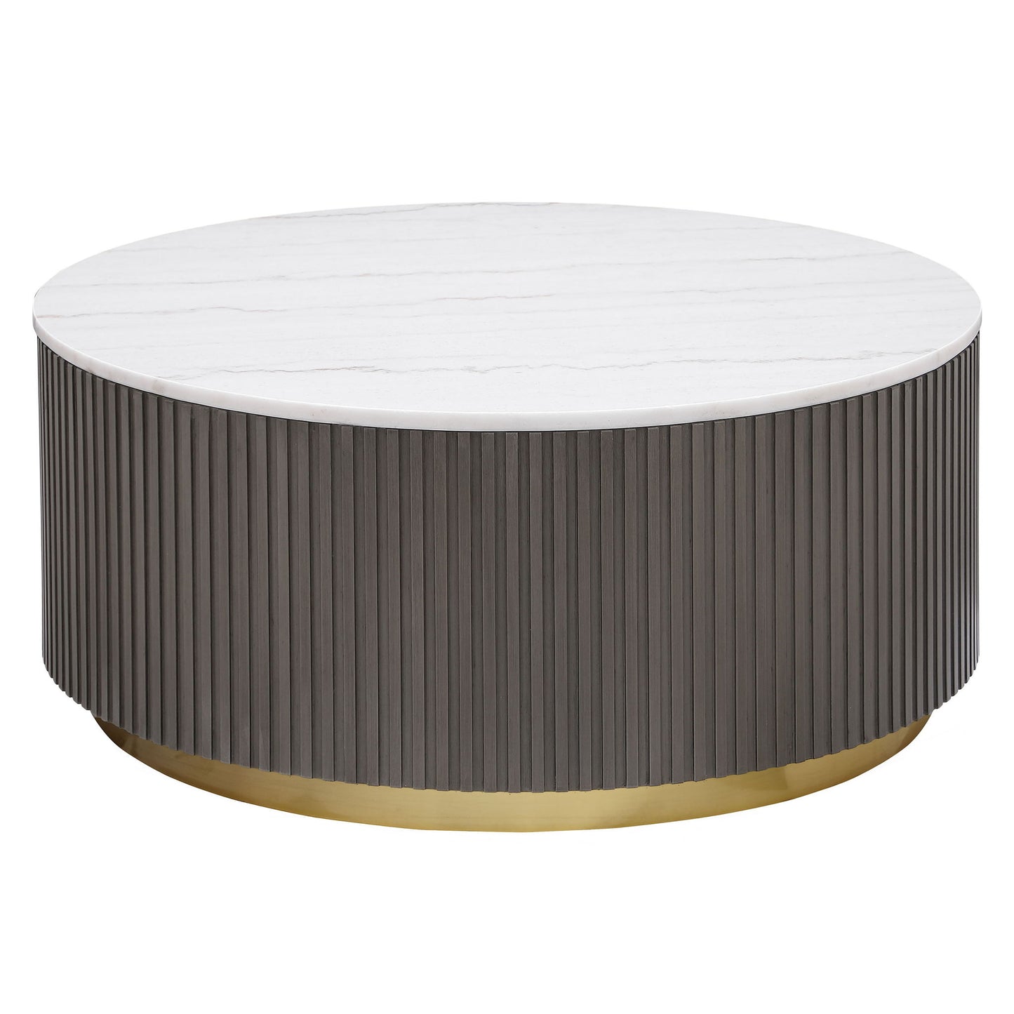 Jason Round White Marble Top Coffee Table Charcoal