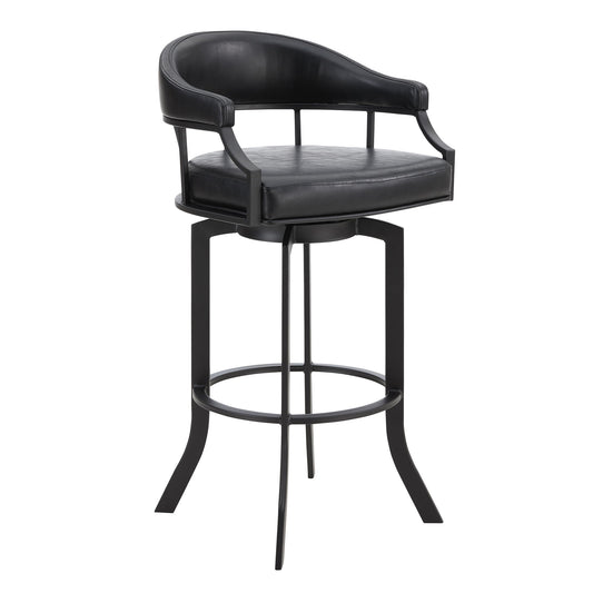 Pharaoh - Swivel Powder Coated And Faux Leather Metal Bar Stool
