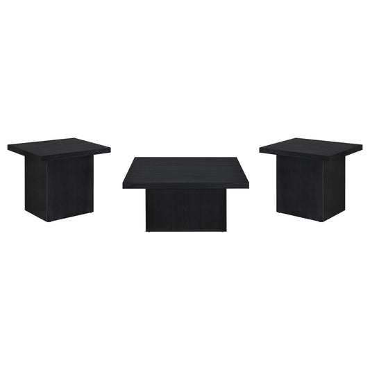 Devar 3-piece Square Cocktail Coffee End Table Set Black