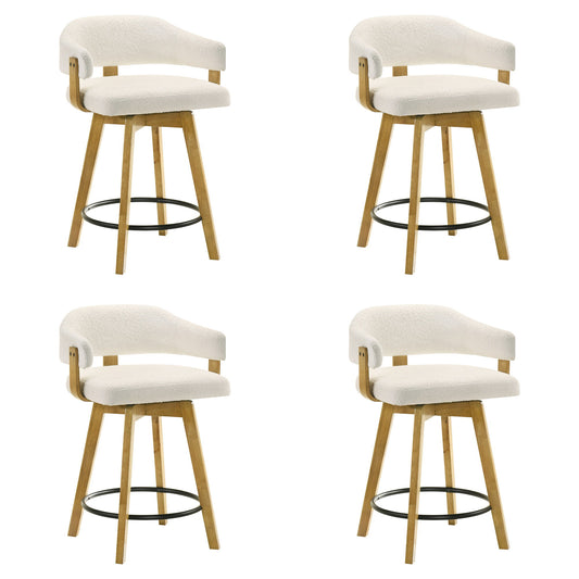 Callah - Contemporary Natural Wood Counter Height Kitchen Bar Stool
