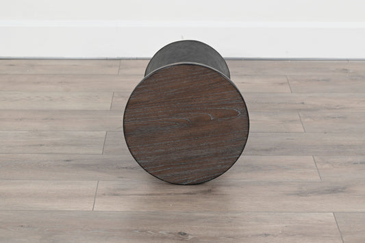 Malibu - Cone-Base Accent Table With Round Wood Top - Weathered Rum