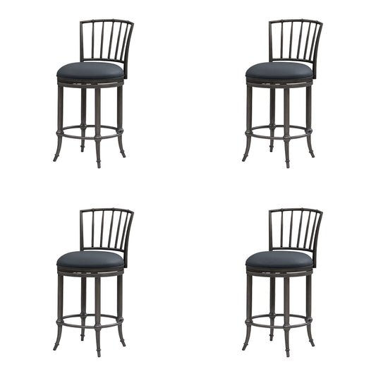 Vince - Commercial Grade Steel Frame Faux Leather Upholstered Swivel Counter Height Barstool