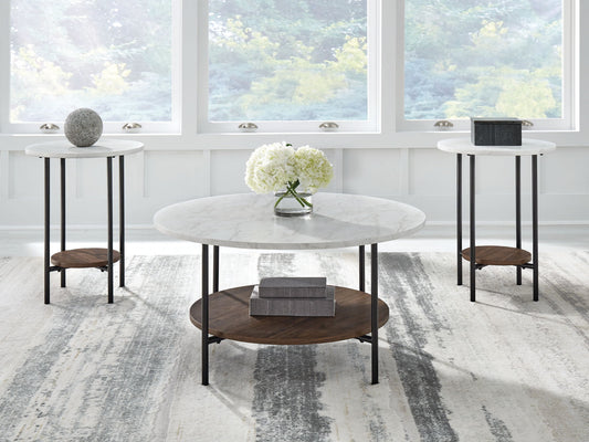 Wrenwich - Occasional Table Set (Set of 3) - Brown / Black / White