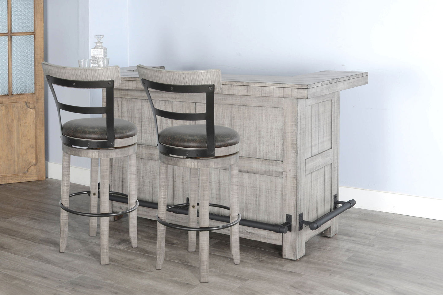 Alpine - Bar Swivel Barstool, Cushion Seat (Set of 2) - Gray