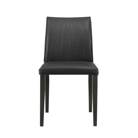 Velena - Full Back Top Grain Leather Upholstered Wood Dining Chairs (Set of 2) - Black