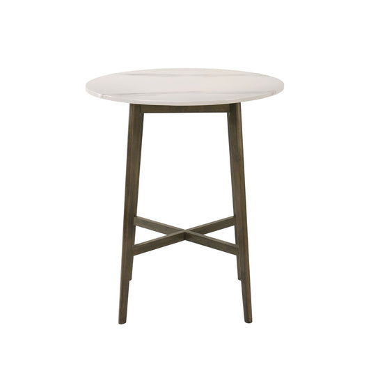 Jayla - 35.5" Marble Top Pub Table - Night Wenge / White