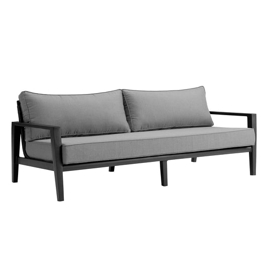 Grand - 4 Piece Aluminum Outdoor Seating Set With Cushions - Black / Dark Gray