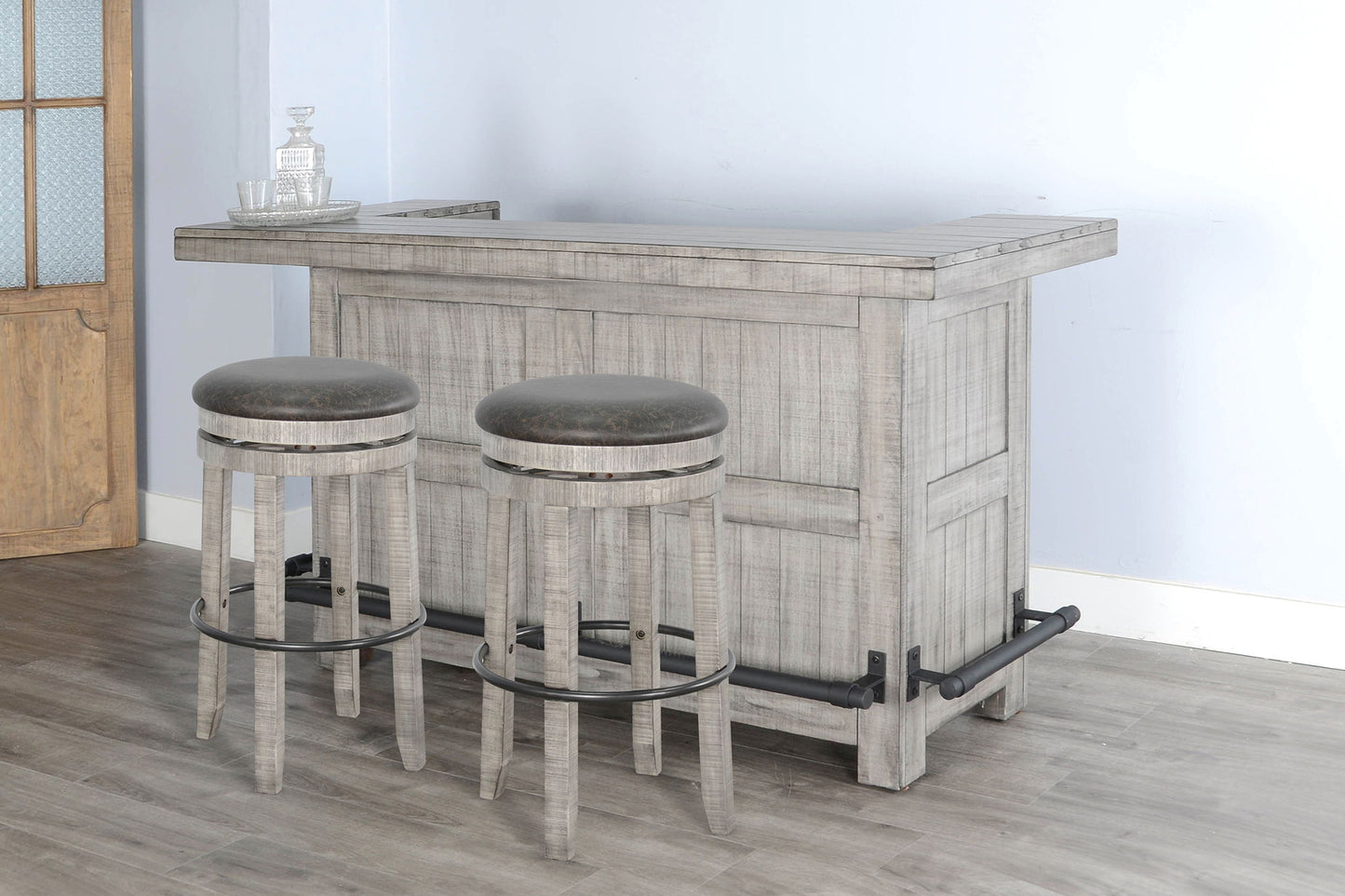 Alpine - Bar Swivel Stool, Cushion Seat (Set of 2) - Gray