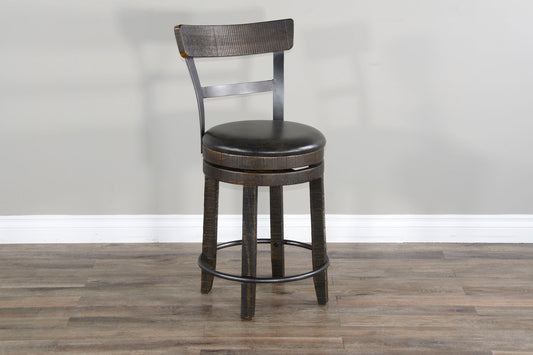 Homestead - Counter Bartool With Back & Swivel, Cushion Seat (Set of 2) - Tobacco Leaf