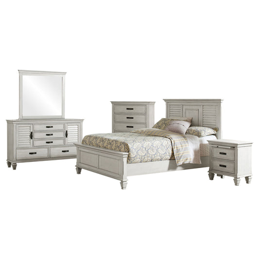 Franco 5-piece Eastern King Bedroom Set Distressed White