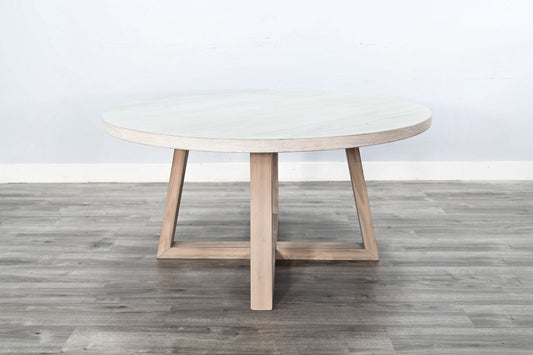 Rowan - Round Dining Table - Light Gray / Wheat