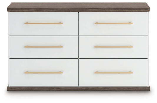 Kendanport - 3 Pc. - Dresser And 2 Nightstands - Brown / White