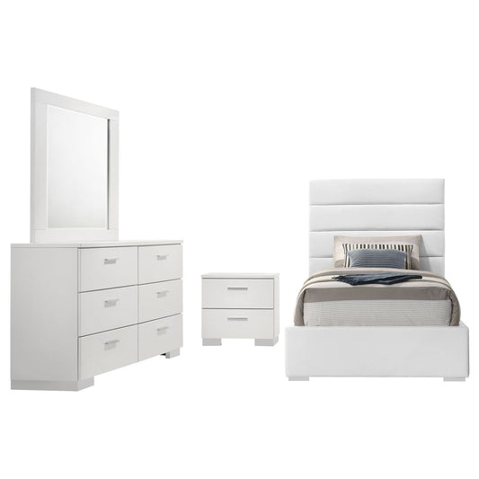 Felicity 4-piece Twin Bedroom Set White High Gloss