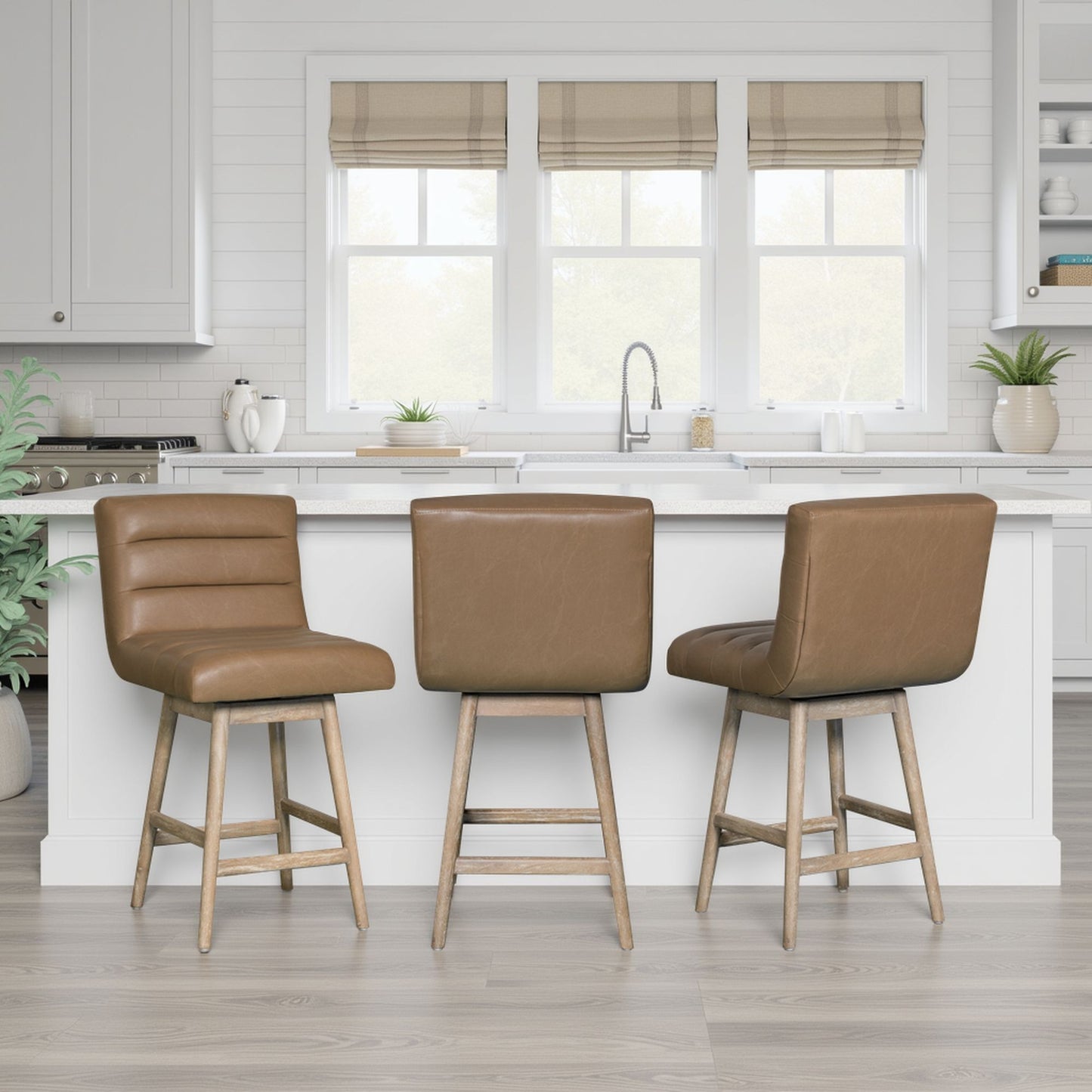 Elias - Swivel Rubberwood Barstool