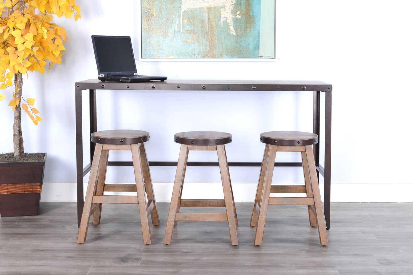 San Diego - Wood And Metal Sofa Bar Table - Antique Brown