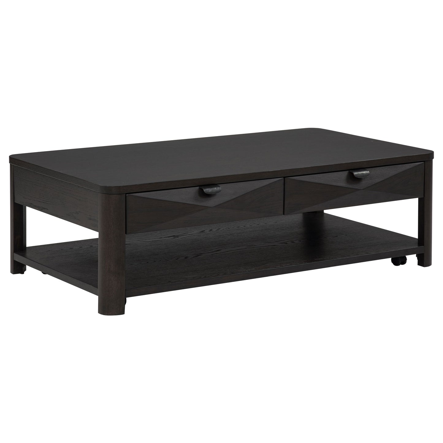 Marcelo Wood Coffee Table with 2 Drawers and Shelf Coffee