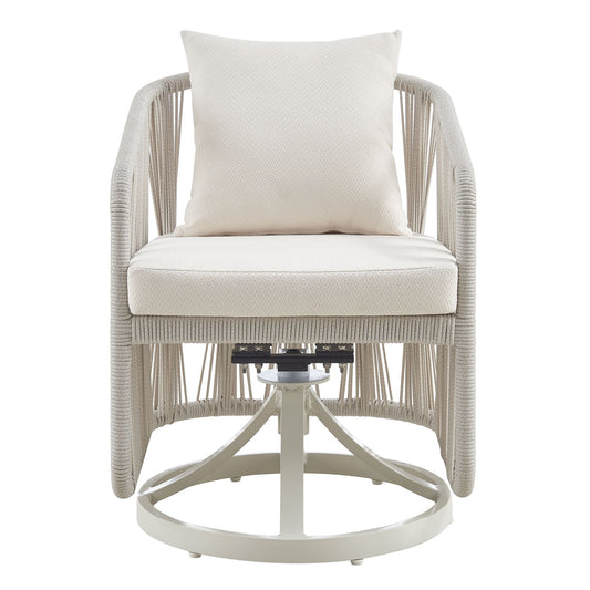 Breeze - Cream Metal Outdoor Swivel Dining Chair With Cushions - Pearl