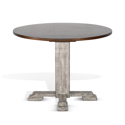 Homestead Hills - Drop Leaf Round Table - Tobacco Leaf / Alpine Gray