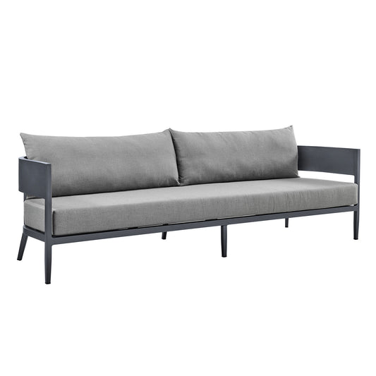 Argiope - 4 Piece Outdoor Aluminum & Fabric Outdoor Conversation Set - Dark Gray