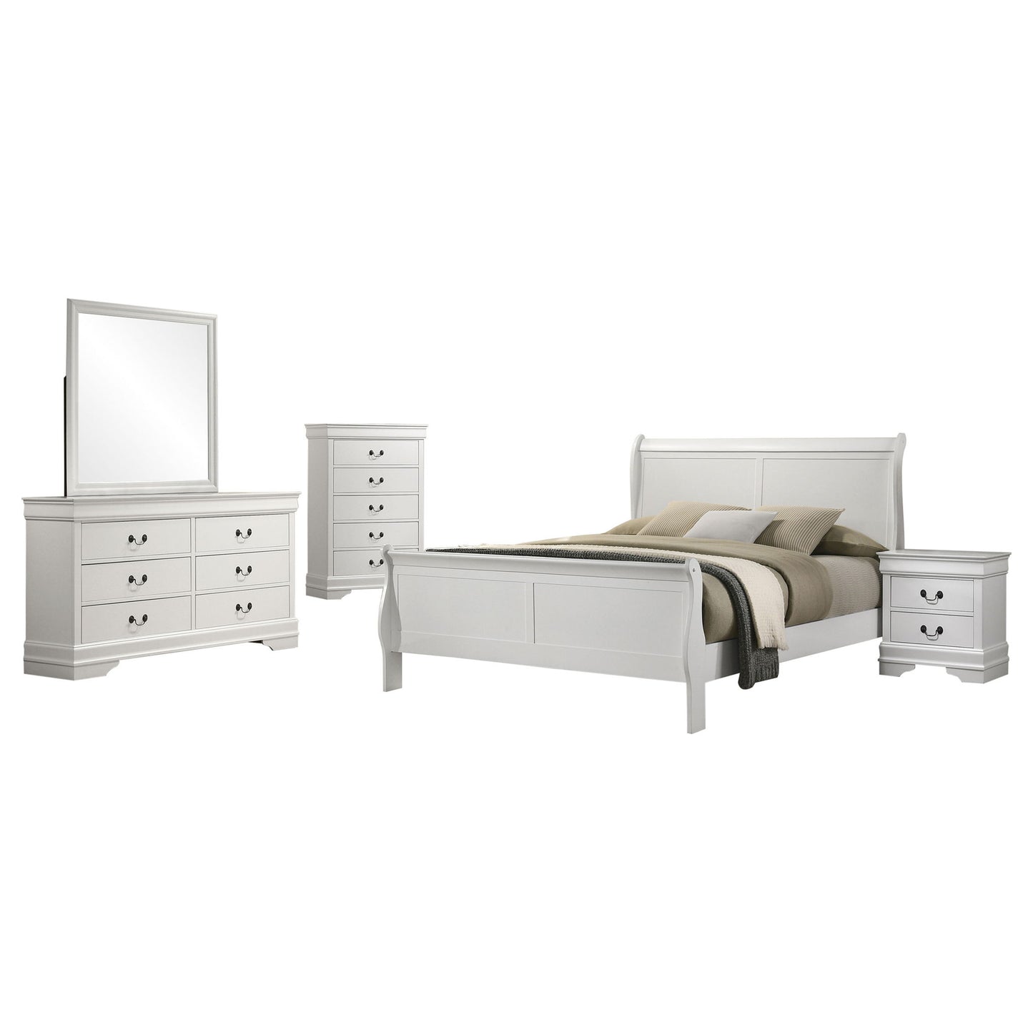 Louis Philippe 5-piece Full Bedroom Set White