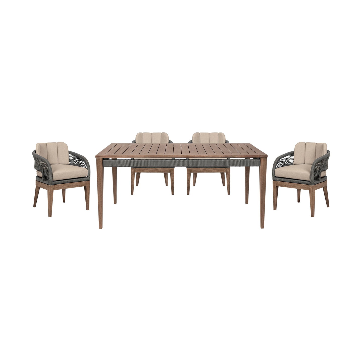 Orbit - 5 Piece Outdoor Patio Dining Set - Weathered Eucalyptus / Taupe