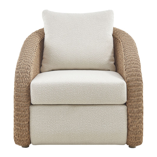Pavilion - Rattan And Metal Outdoor Lounge Chair With Cushions - Boucle White / Natural