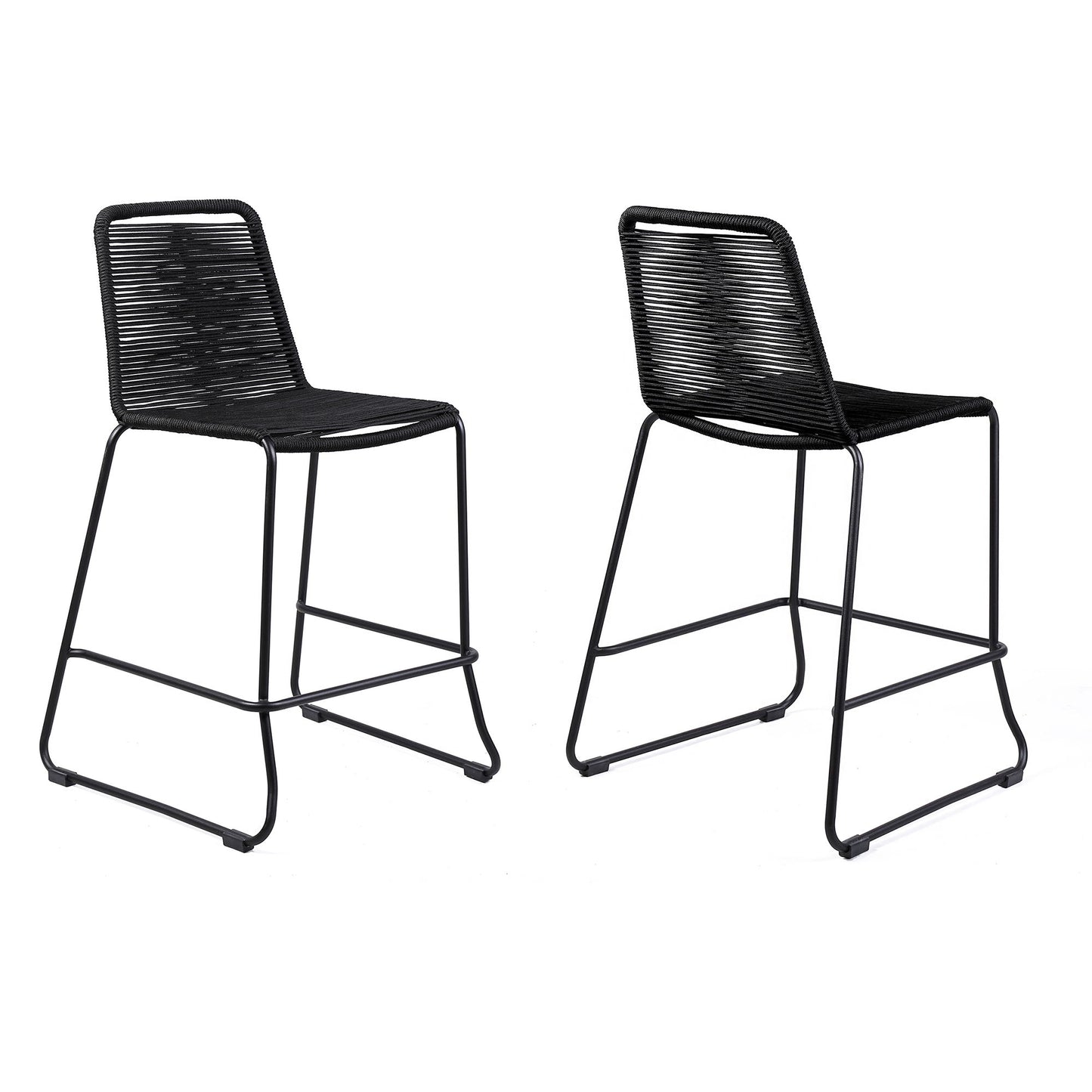 Shasta - 26" Outdoor Metal And Rope Stackable Barstool