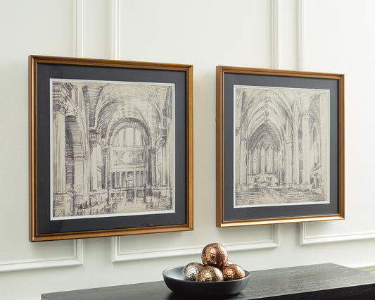 Downyard - Wall Art Set (Set of 2) - Black / Beige