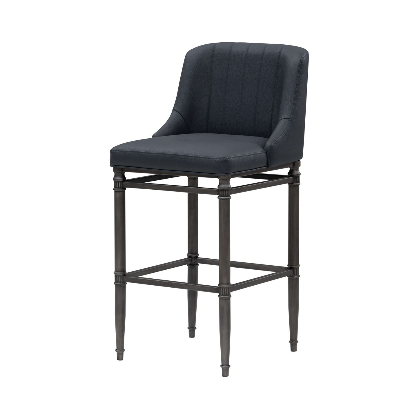Marvin - Steel Frame Faux Leather Upholstered Bar Height Barstool