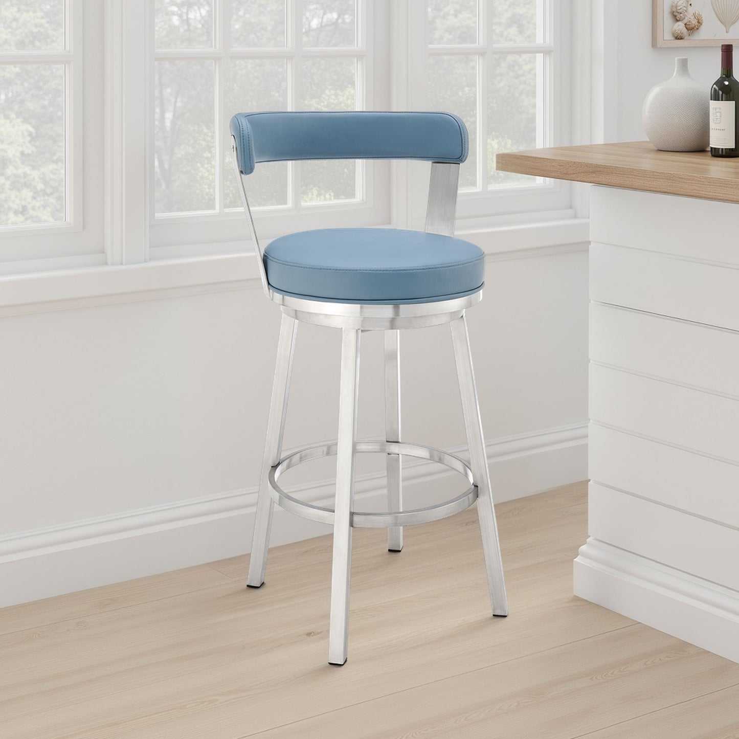 Bryant - Swivel Bar Stool With Silver Frame