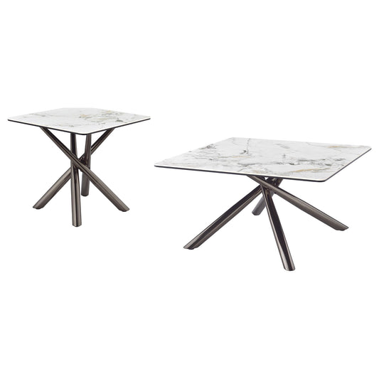 Carvell 2-piece Square Coffee and End Table Set Mirage White