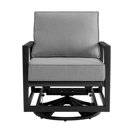 Grand - Aluminum Outdoor Swivel Glider Chair With Cushions - Black / Dark Gray